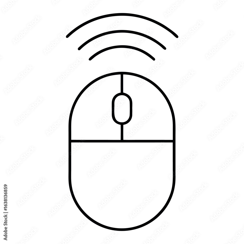 Poster minimalist outline of a simple wireless computer mouse clean and modern design for technology and co