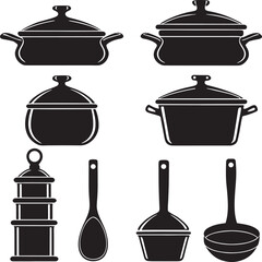 Kitchenware Silhouette Icon Collection