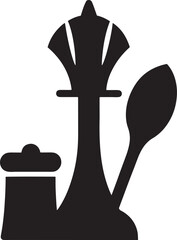 Strategic Gastronomy Icon with Chess Queen