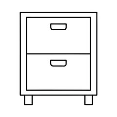 Clean line art illustration of a modern two drawer office filing cabinet perfect for business or home office design
