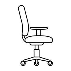Simple ergonomic office chair rendered in a clean modern line art style with a focus on design and comfort