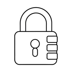 Minimalist closed padlock outline icon a simple security symbol for digital and physical protection presented in a clean vector graphic