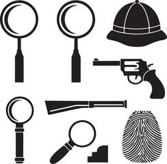 Crime Investigation Vector Icon Collection