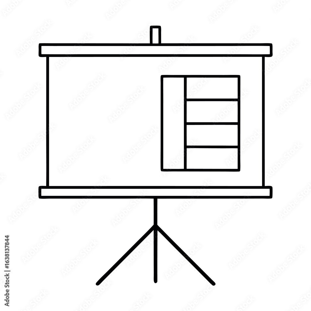 Poster business presentation board on a tripod stand displaying charts and graphs with colorful data visual