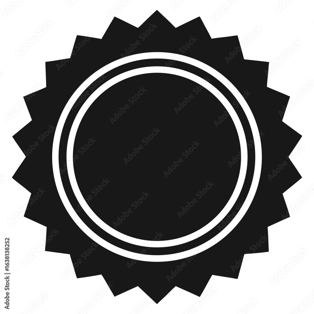 Poster solid black silhouette of a circular shape with a zigzag edge