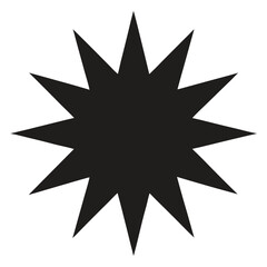 Solid black silhouette of a twelve point starburst graphic