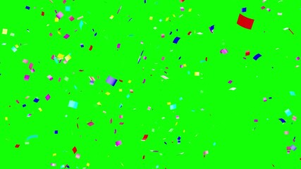 Loopable Multicolor Confetti Explosion with alpha channel 4K. falling confetti with Transparent Background. Confetti popper explosion green screen. Confetti fired in the air during a party.