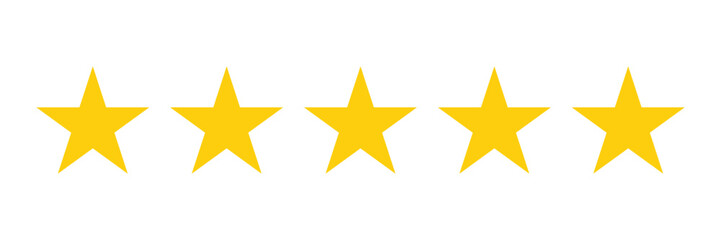5 Star Rating Icon - Gold Yellow Vector for Product Review, Feedback, Quality, Success, and Customer Satisfaction