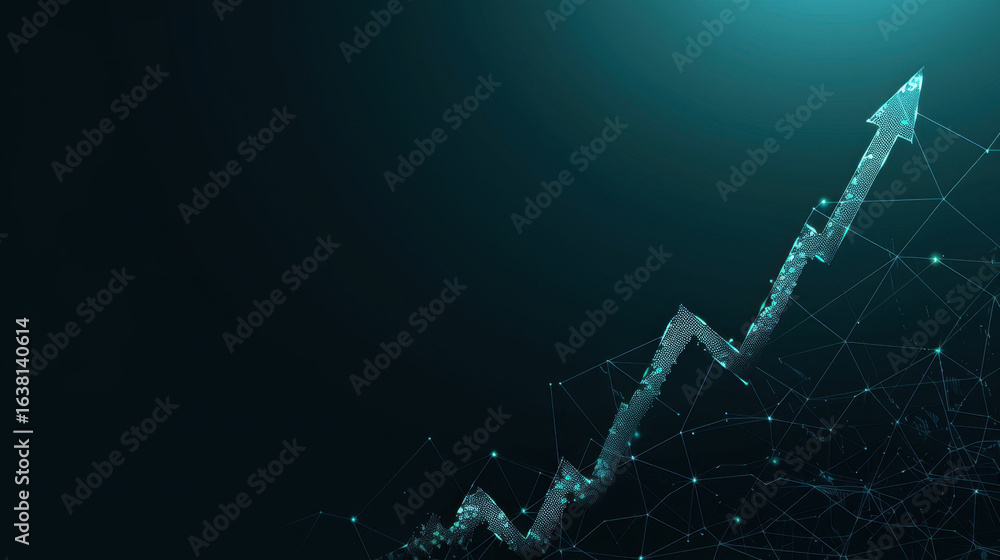 Poster digital graph showing upward trend abstract data visualization financial growth concept technology b