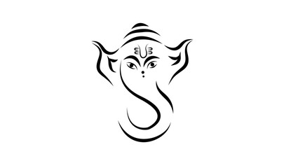 Ganesha symbol, black isolated silhouette