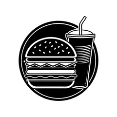 the central element is a burger to the sides vector art illustration