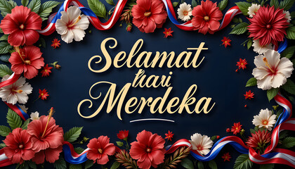 selamat hari merdeka with vintage floral design and festive decorations