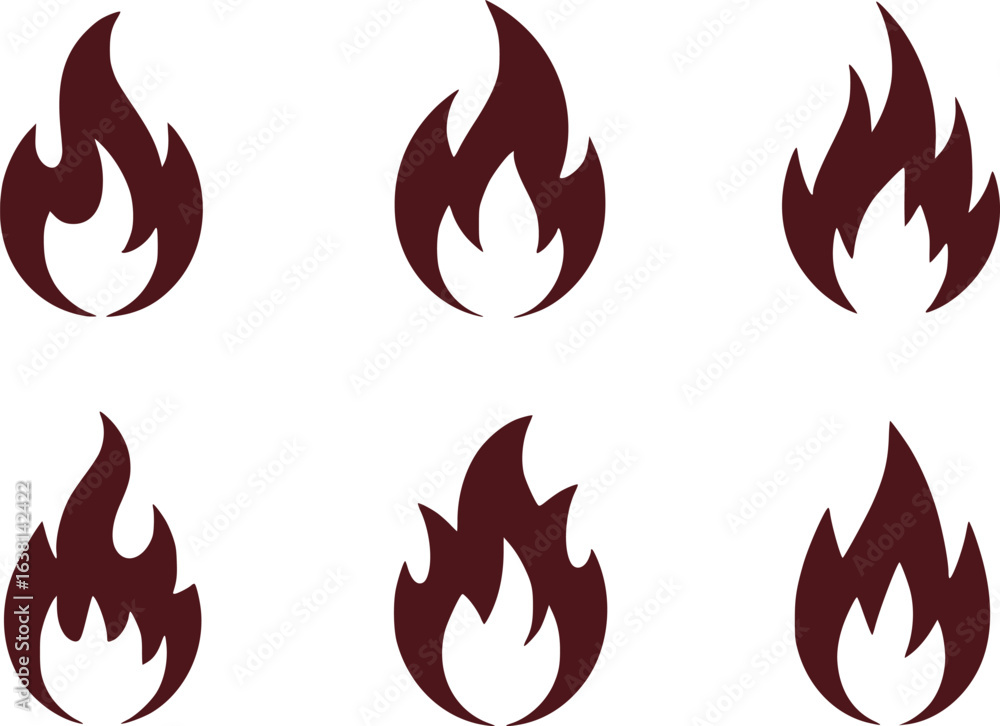 Poster six fiery flames an array of intense and dynamic fire illustrations perfect for designs requiring en