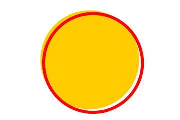 Yellow circle with red border for labels, stickers, badges, highlights, and modern graphic design projects

