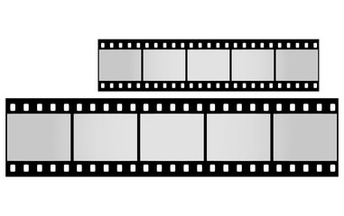 Roll of retro film strip on isolated transparent background. Photographic film in retro style. Curved film strip PNG.