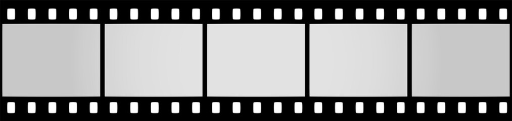 Roll of retro film strip on isolated transparent background. Photographic film in retro style. Curved film strip PNG.