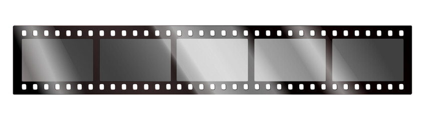 Roll of retro film strip on isolated transparent background. Photographic film in retro style. Curved film strip PNG.