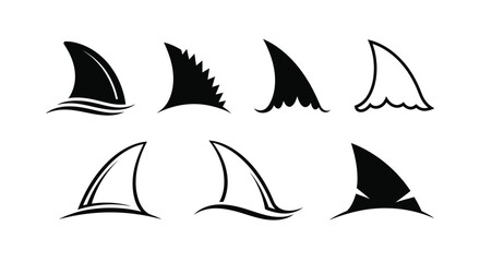Fototapeta premium Collection of Shark Fin Logos and Icons