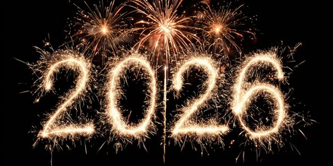Sparkling 2026 New Year's eve fireworks display