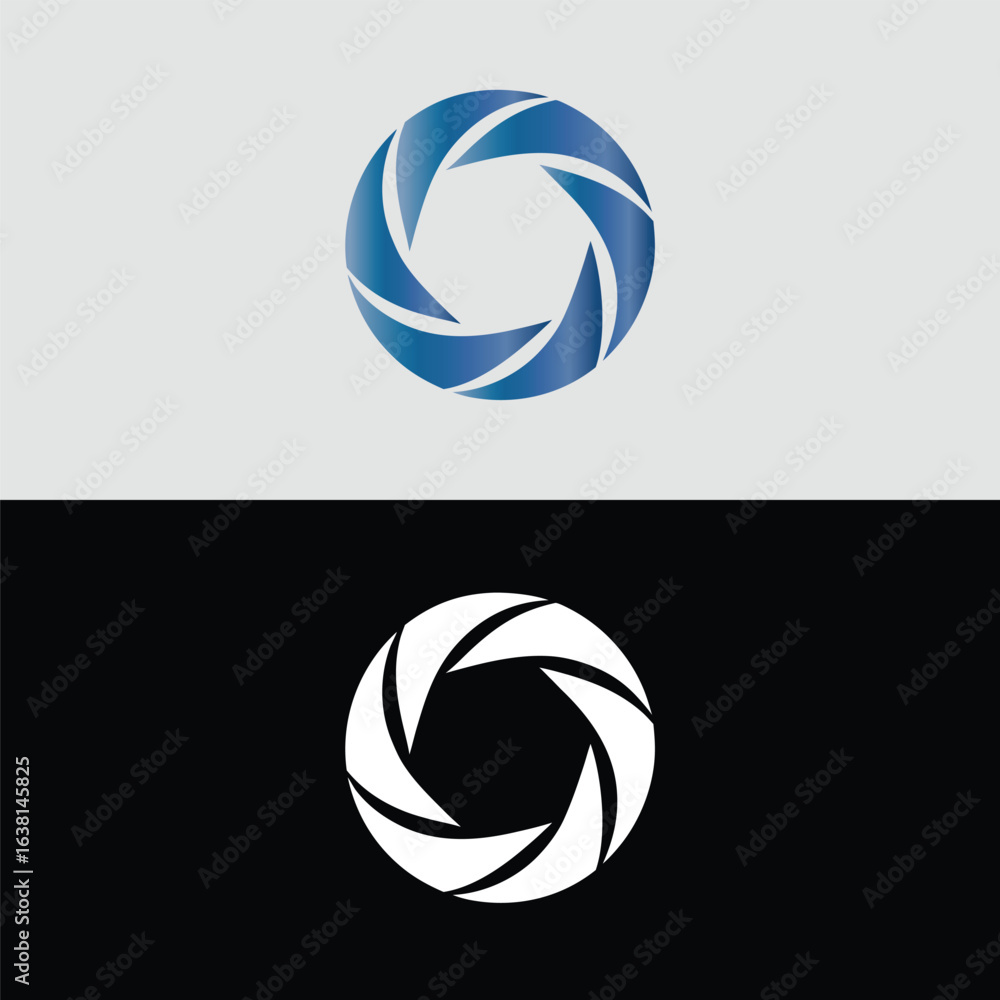 Poster modern aperture camera lens logo design isolated on white background, representing photography, tech