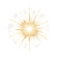 Golden sparkle fireworks explosion transparent background celebration design