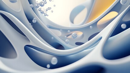 3D render of fluid forms with rounded shapes and subtle highlights.