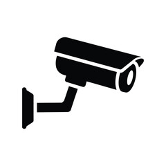 Black security camera vector illustration surveillance system cctv icon monitoring equipment safety technology isolated eps graphic