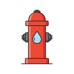 Fototapeta premium Red fire hydrant illustration water supply emergency equipment fire fighting tool urban infrastructure icon