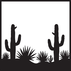 Obraz premium Wild Desert Cactus Scene Set