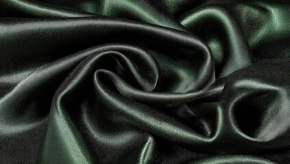 Obraz premium Deep green satin fabric draped in folds