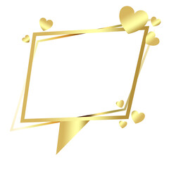gold speech box frame and cute heart
