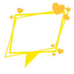 yellow speech box frame and cute heart