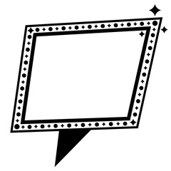 black speech box frame and dot sparkle on surround