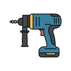 Blue cordless drill vector illustration power tool construction equipment diy home repair isolated eps graphic