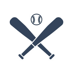 Baseball bats crossed with ball sports equipment vector illustration game icon athletic gear