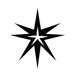 Abstract black eight pointed star design transparent background