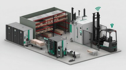 Smart warehouse integration with robotic forklifts and automated sorting system