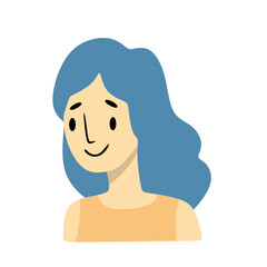 Young Woman with Wavy Blue Hair Icon
