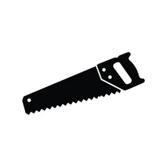 Black handsaw vector illustration woodworking tool carpentry equipment diy craft saw isolated eps graphic