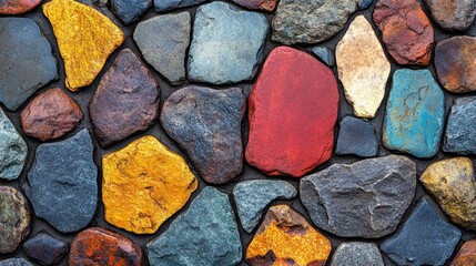 Colorful stone wall texture background.