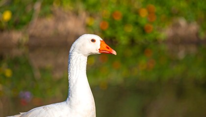 White goose profile, blurred background