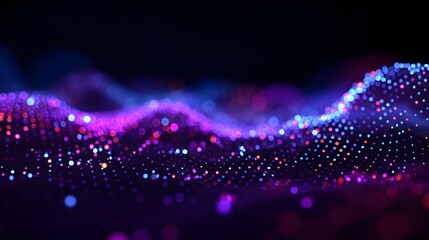 Abstract digital design with vibrant, glowing particles.
