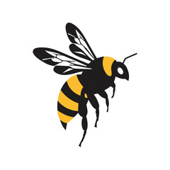 Flying bee illustration striped insect vector nature wildlife pollination honey production isolated eps graphic