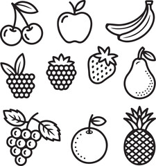 Collection of Black and White Fruit Icons