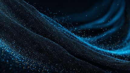 Obraz premium Abstract digital art depicting flowing waves of shimmering blue and gold particles
