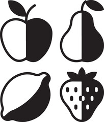 Split Fruits Vector Illustration Set