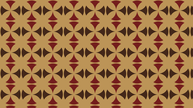 Geometric pattern with red and brown diamond shapes on tan background
