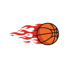 Flaming basketball vector illustration sports action dynamic motion game energy athletic icon isolated graphic