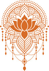 Ornate Lotus Flower Mandala Design Decorative Henna Inspired Pattern Detailed Floral Decoration Intricate Ethnic Art Bohemian Style Spiritual Symbol Meditative Aesthetic