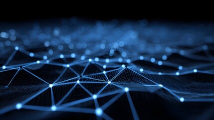 Obraz premium Abstract digital network pattern with glowing points and lines.